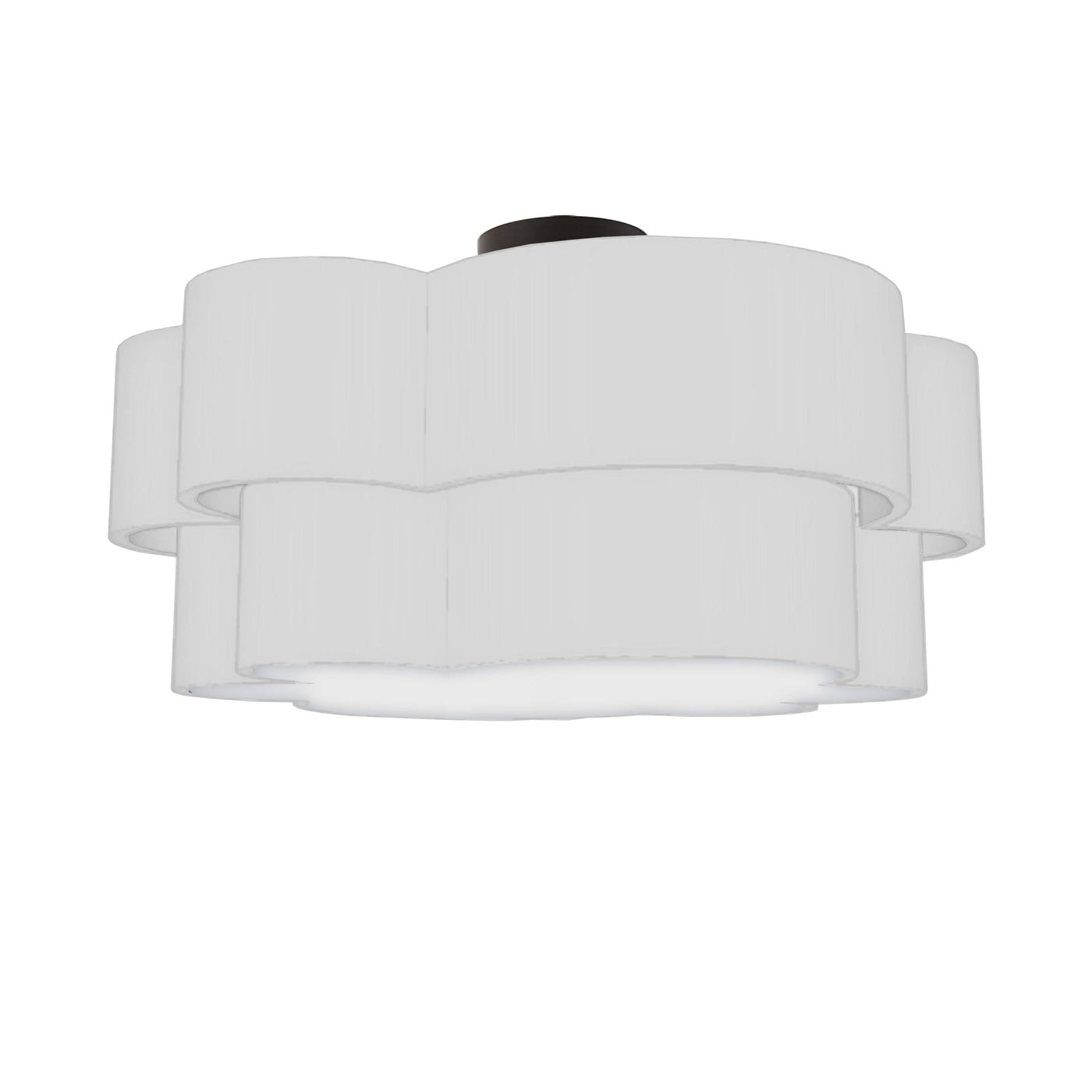 Steel with Double Tier Clover Fabric Shade Flush Mount - LV LIGHTING