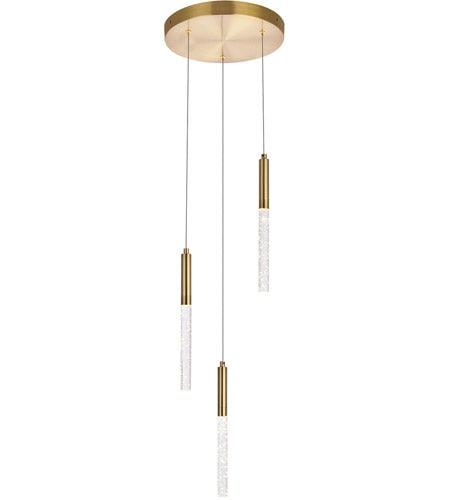 Gold with Crystal Tripple Pendant - LV LIGHTING