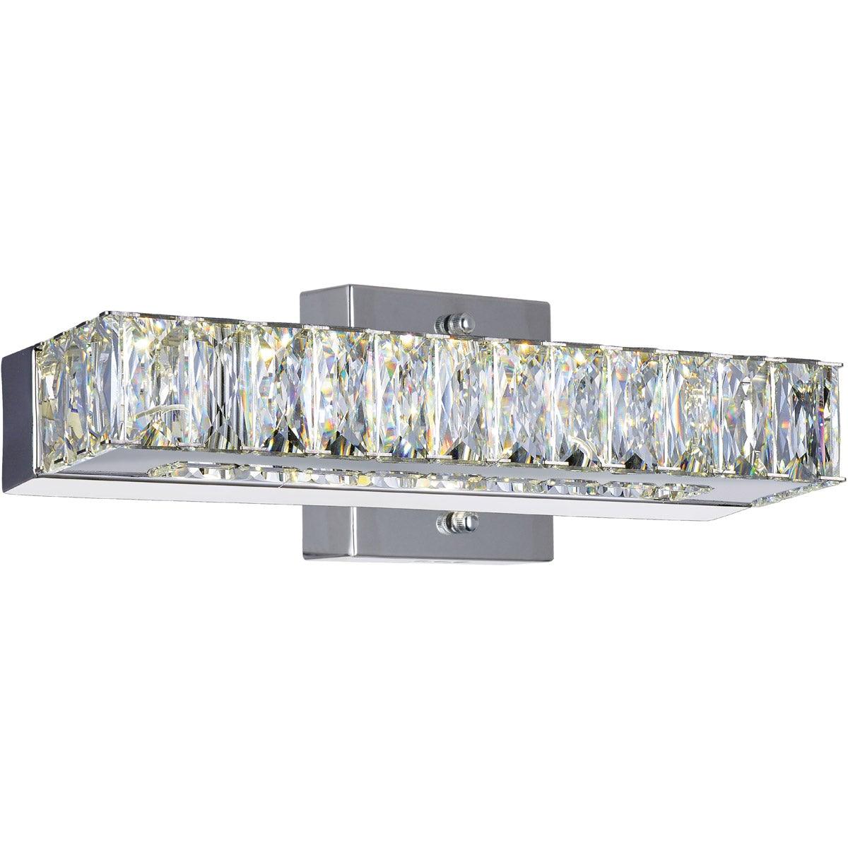 LED Chrome with Clear Crystal Rectangular Vanity Light - LV LIGHTING