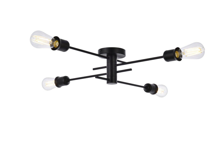 Black with 4 Light Flush Mount - LV LIGHTING