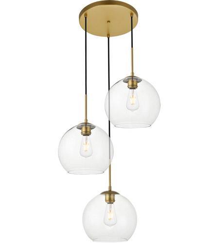 Brass with Clear Shade Tripple Pendant - LV LIGHTING