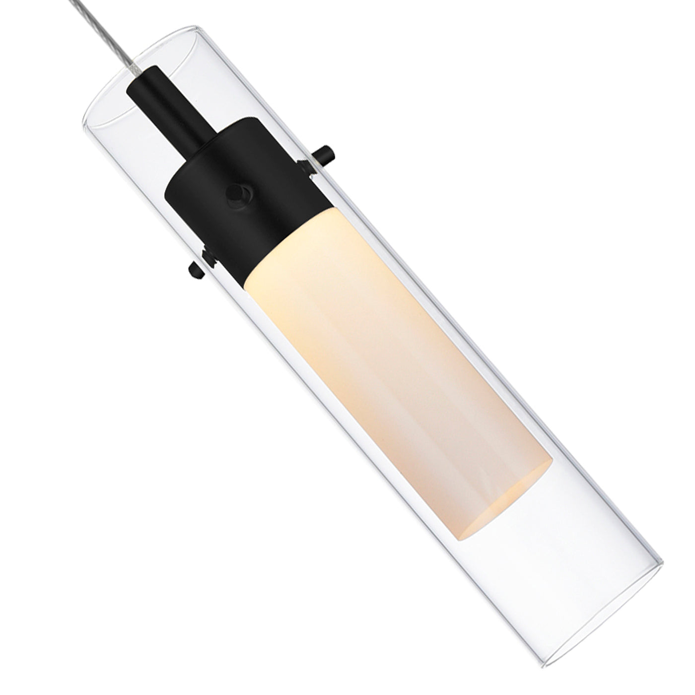 LED Steel Frame with Cylindrical Clear Glass Pendant
