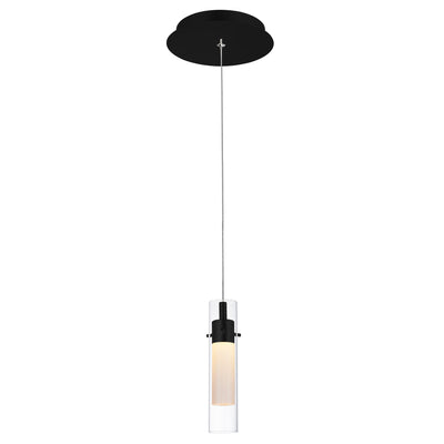 LED Steel Frame with Cylindrical Clear Glass Pendant