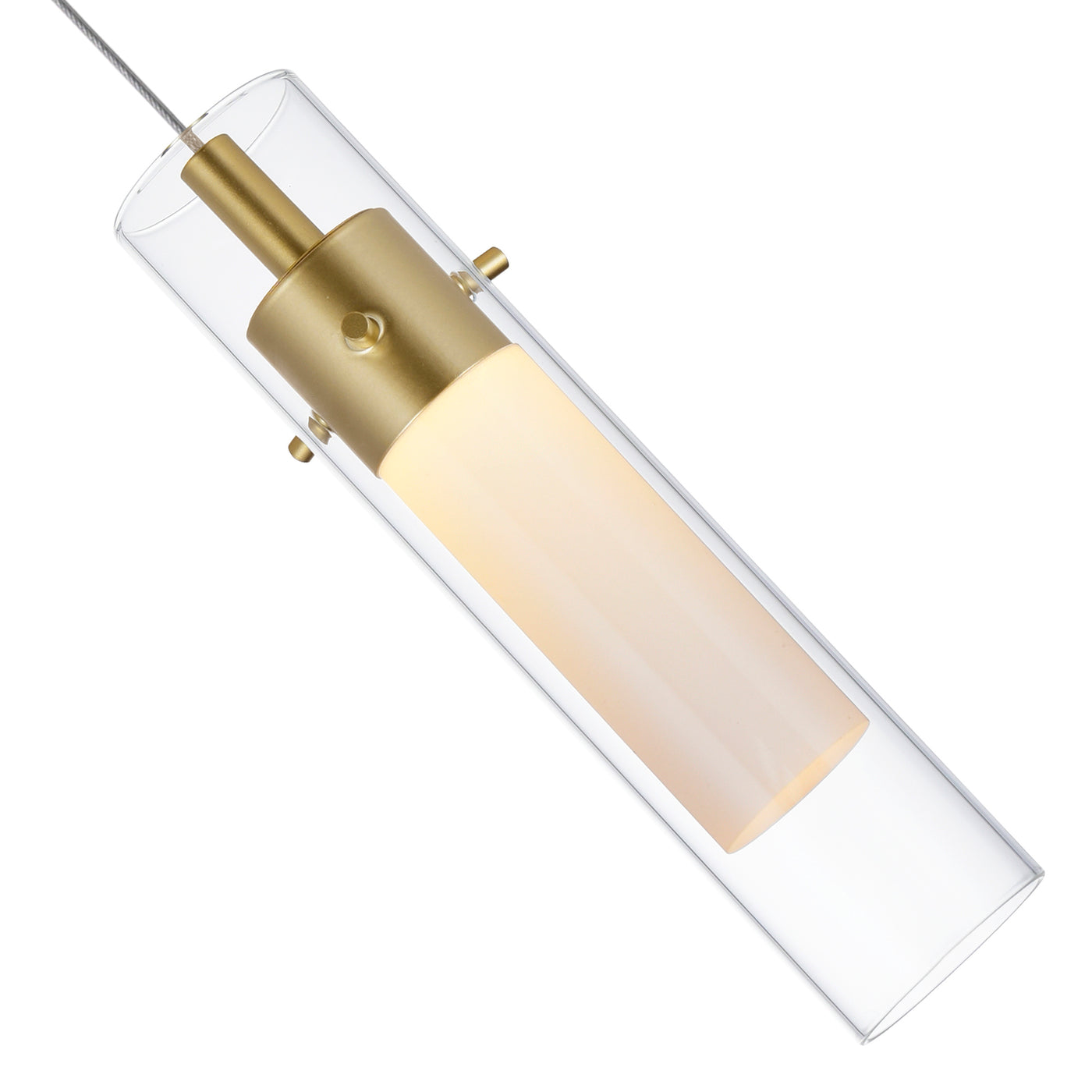 LED Steel Frame with Cylindrical Clear Glass Pendant
