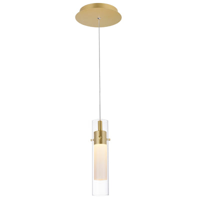 LED Steel Frame with Cylindrical Clear Glass Pendant