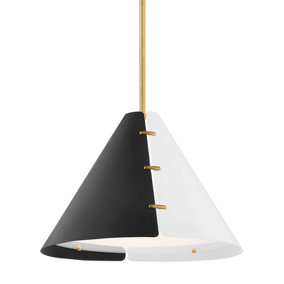 Aged Brass with Black and White Split Shade Pendant - LV LIGHTING