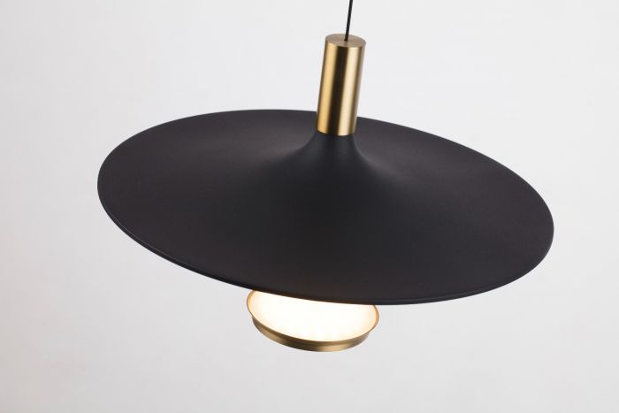LED Antique Brass and Onyx Black Frame with Acrylic Diffuser Pendant