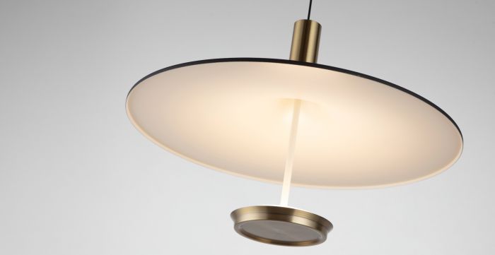 LED Antique Brass and Onyx Black Frame with Acrylic Diffuser Pendant