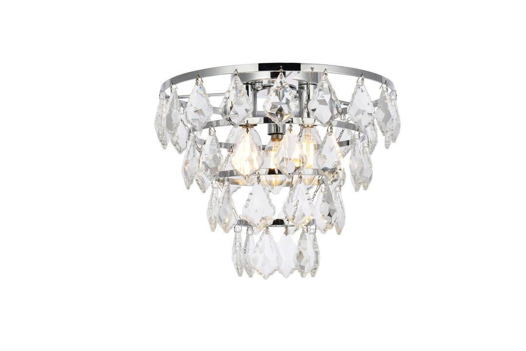 Chrome with Crystal 4 Layers Flush Mount - LV LIGHTING