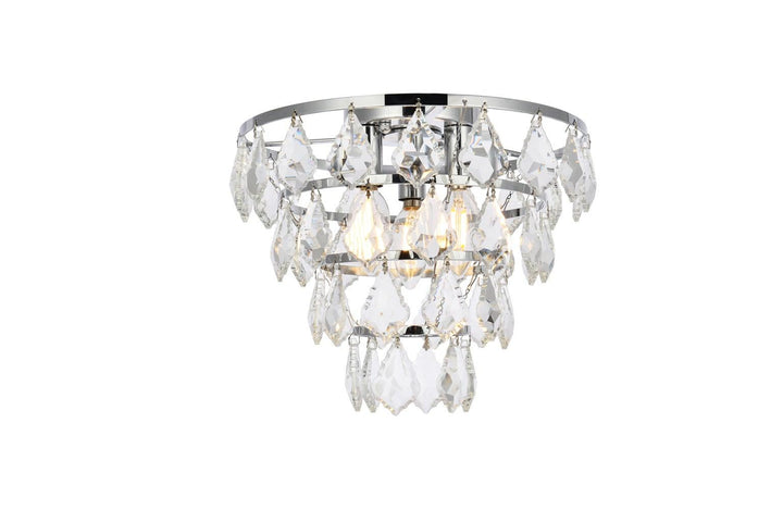 Chrome with Crystal 4 Layers Flush Mount - LV LIGHTING
