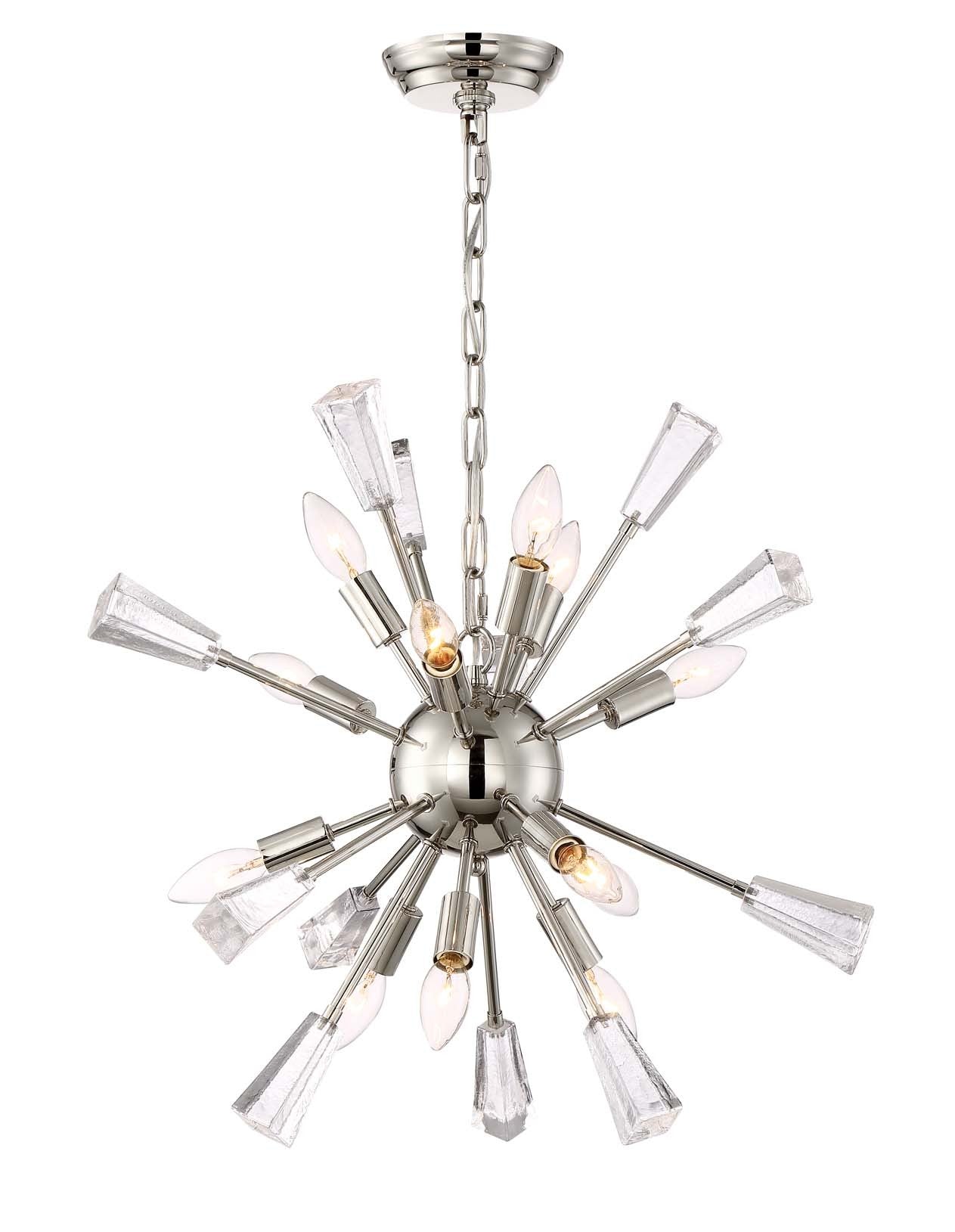 Steel Frame with Spikes and Glass Cubes Chandelier