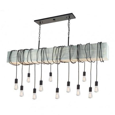 Beachwood Block with Black Draping Cord Linear Pendant - LV LIGHTING