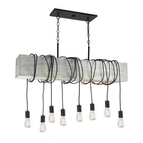 Beachwood Block with Black Draping Cord Linear Pendant - LV LIGHTING