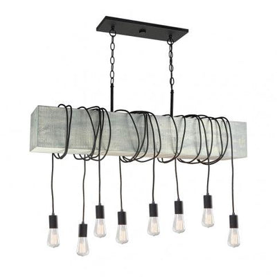 Beachwood Block with Black Draping Cord Linear Pendant - LV LIGHTING