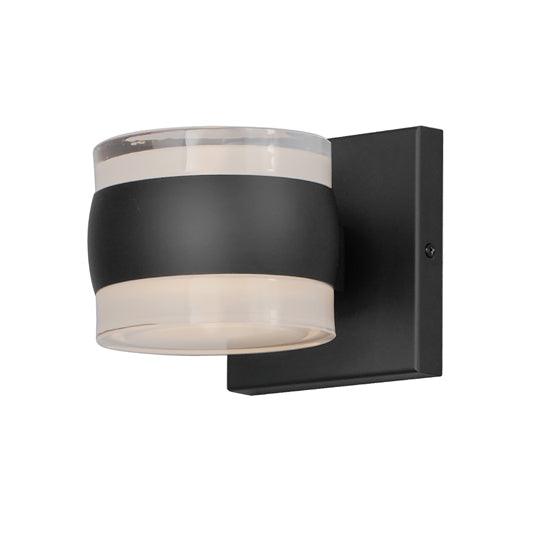 LED Black Aluminum Frame with Clear and White Glass Shade Outdoor Wall Sconce - LV LIGHTING