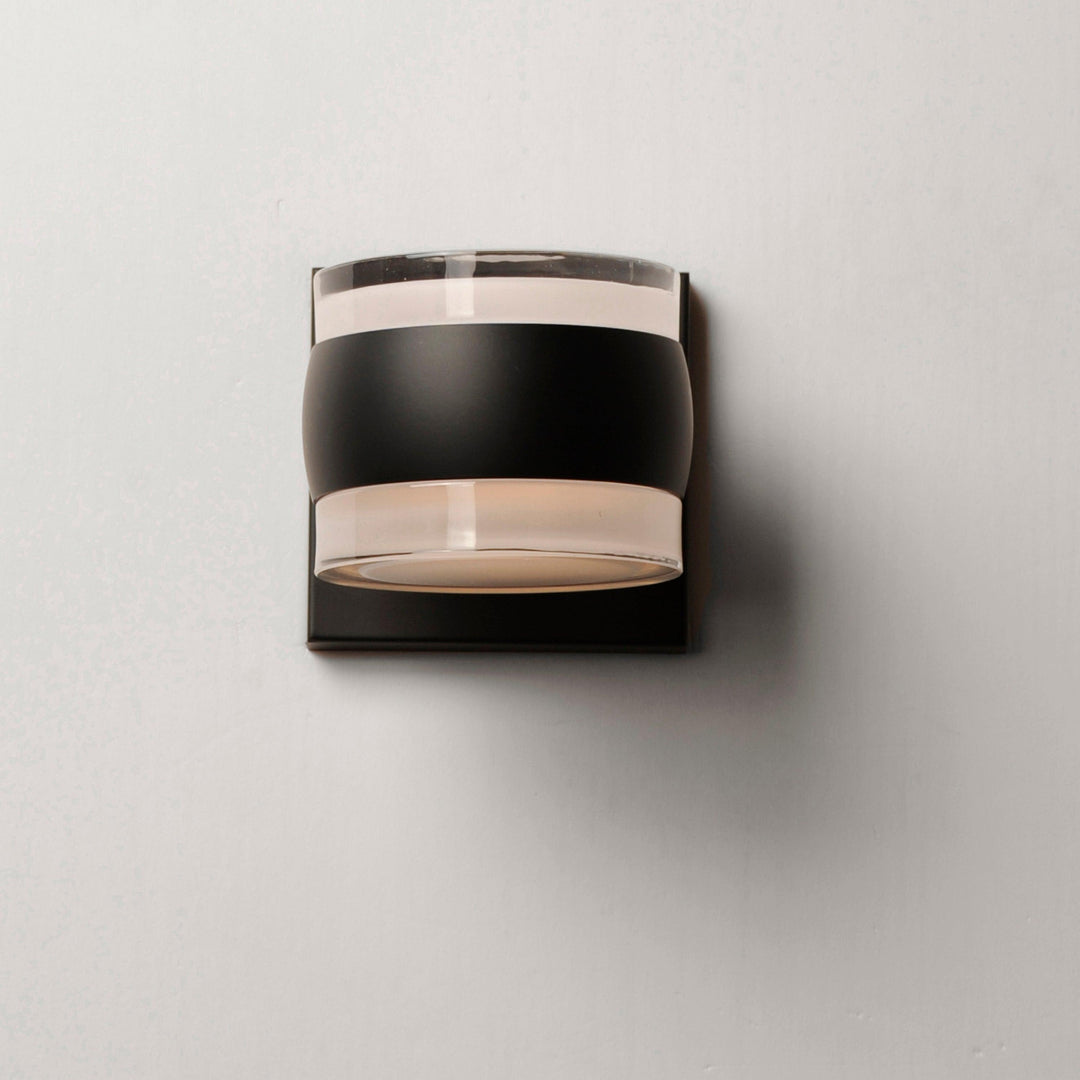 LED Black Aluminum Frame with Clear and White Glass Shade Outdoor Wall Sconce - LV LIGHTING