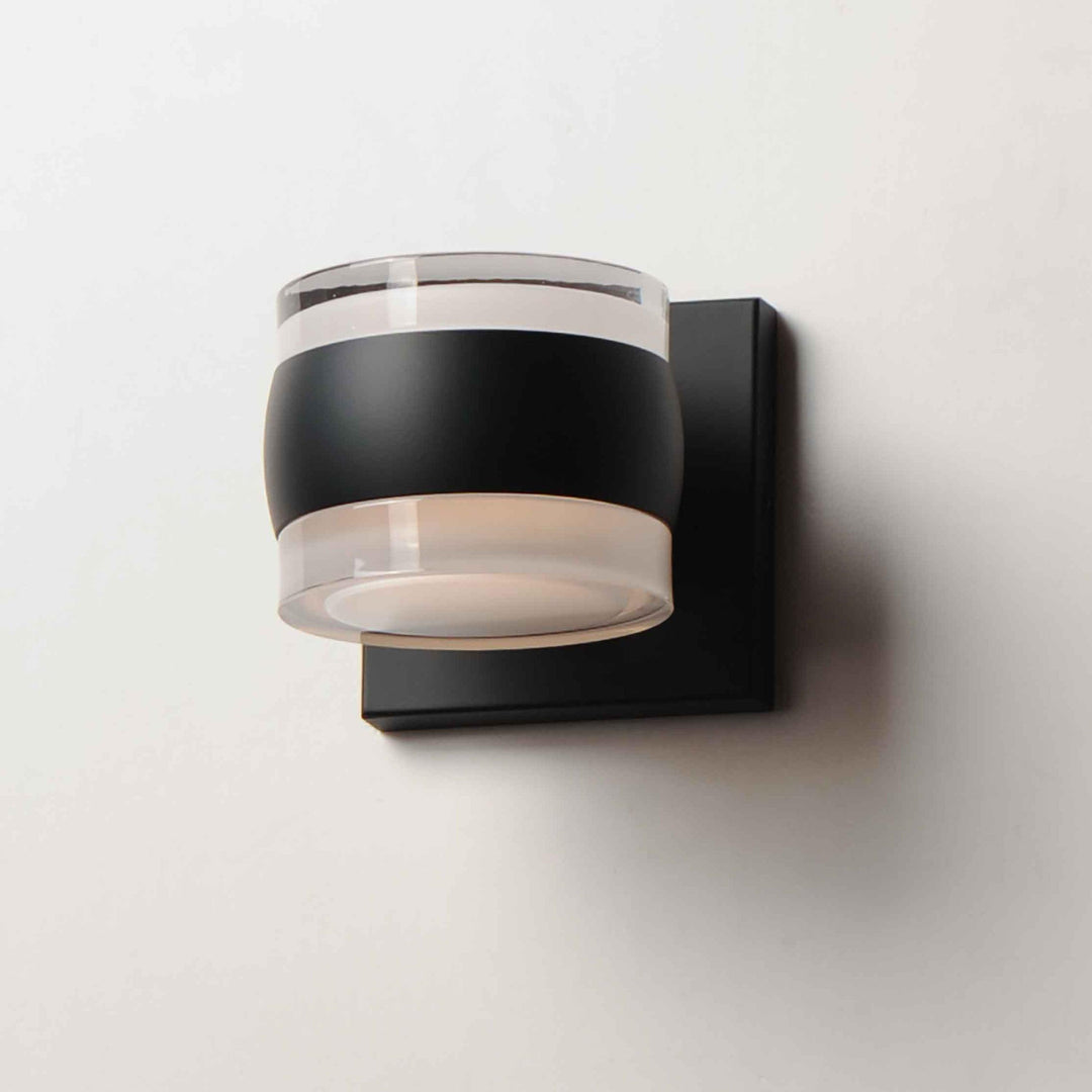 LED Black Aluminum Frame with Clear and White Glass Shade Outdoor Wall Sconce - LV LIGHTING
