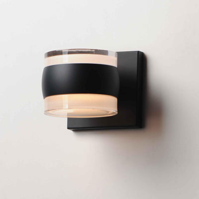 LED Black Aluminum Frame with Clear and White Glass Shade Outdoor Wall Sconce - LV LIGHTING