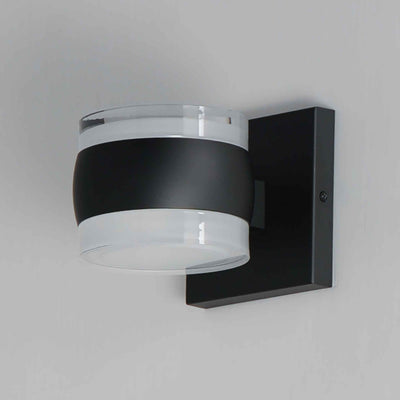 LED Black Aluminum Frame with Clear and White Glass Shade Outdoor Wall Sconce - LV LIGHTING