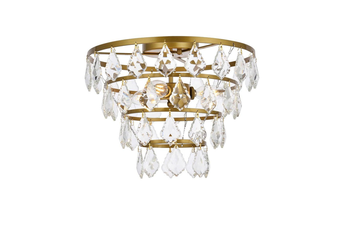 Chrome with Crystal 4 Layers Flush Mount - LV LIGHTING