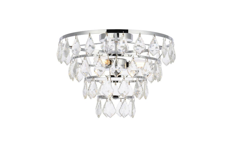 Chrome with Crystal 4 Layers Flush Mount - LV LIGHTING