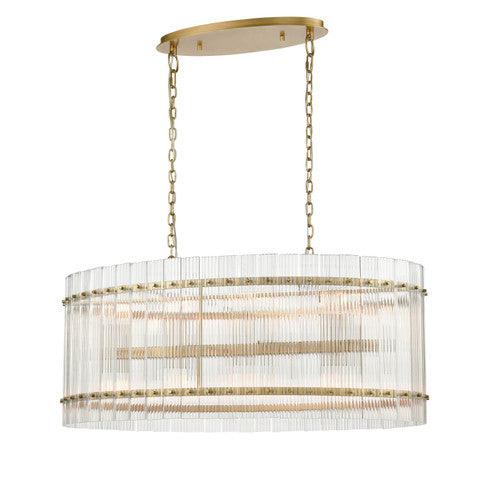 Aged Brass Oval Frame with Clear Glass Shade Chandelier - LV LIGHTING