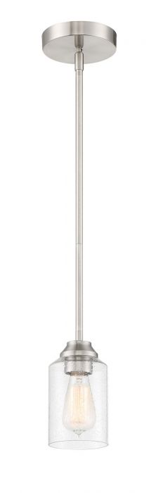 Steel Frame with Clear Cylindrical Seedy Glass Shade Pendant