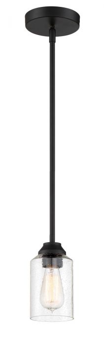 Steel Frame with Clear Cylindrical Seedy Glass Shade Pendant