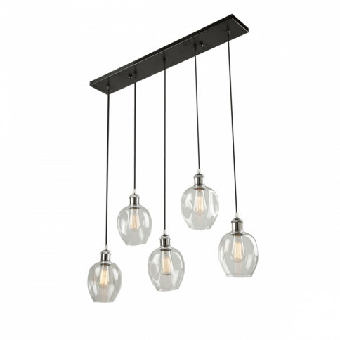 Steel Frame with Clear Dimple Glass Shade Linear Pendant