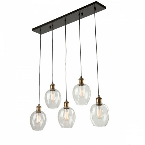 Steel Frame with Clear Dimple Glass Shade Linear Pendant