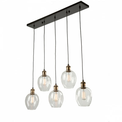 Steel Frame with Clear Dimple Glass Shade Linear Pendant