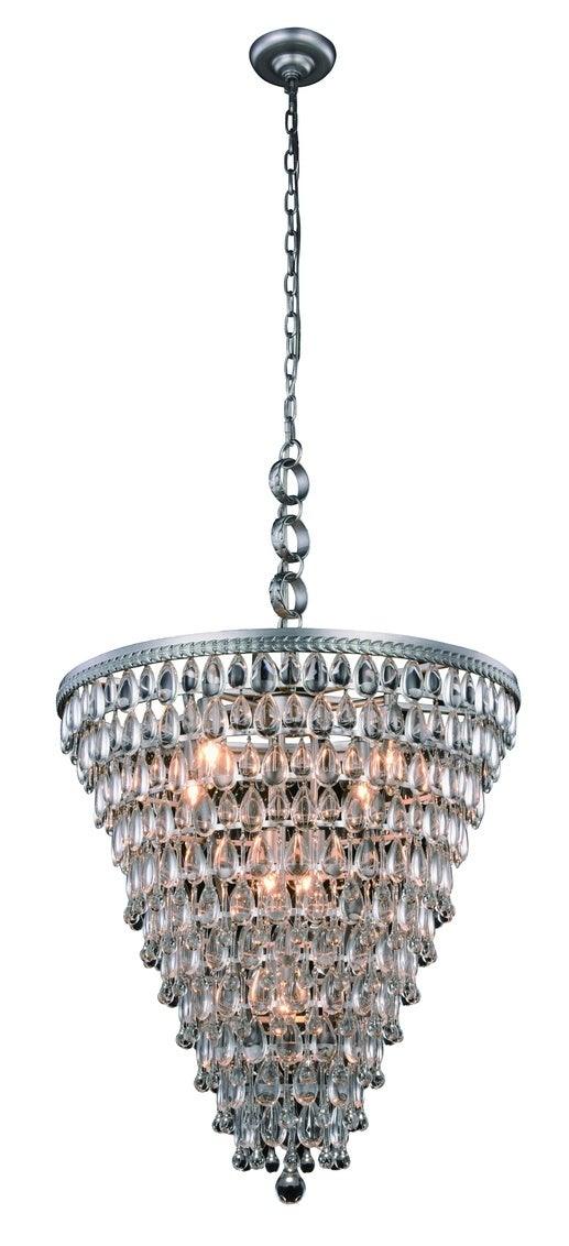 Steel with Clear Crystal Drop Pendant / Chandelier - LV LIGHTING