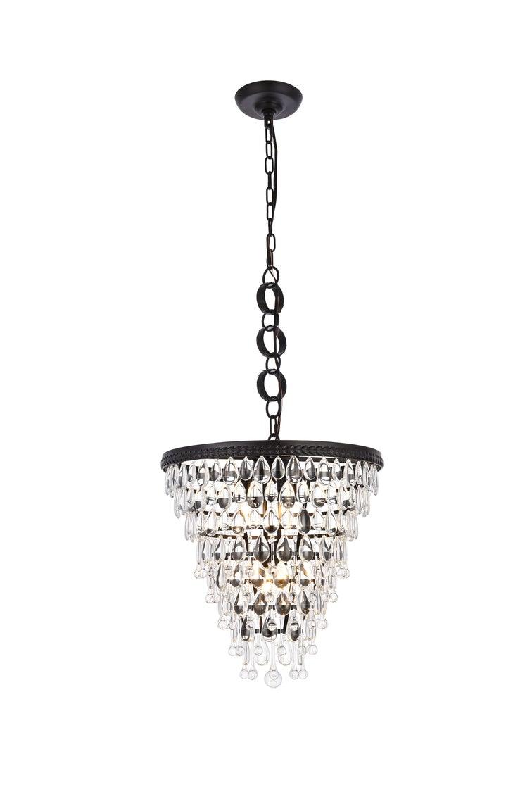 Steel with Clear Crystal Drop Pendant / Chandelier - LV LIGHTING