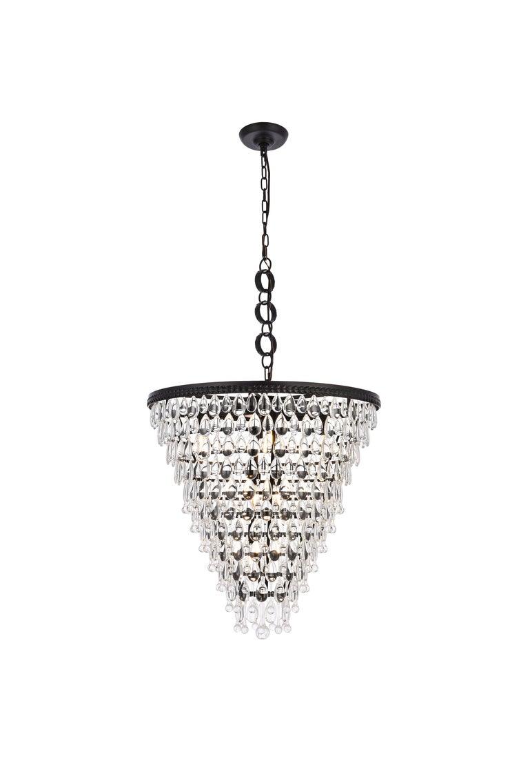 Steel with Clear Crystal Drop Pendant / Chandelier - LV LIGHTING