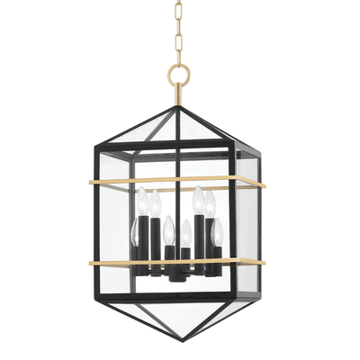 Aged Brass and Black with Clear Glass Shade Pendant - LV LIGHTING