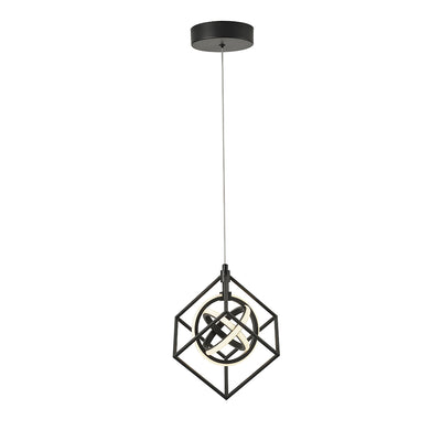 LED Matte Black Orbit Open Air Frame with Arylic Diffuser Pendant
