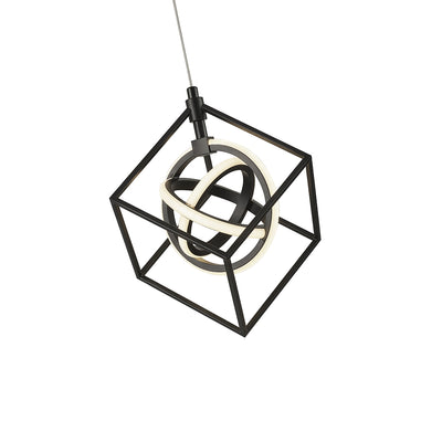 LED Matte Black Orbit Open Air Frame with Arylic Diffuser Pendant