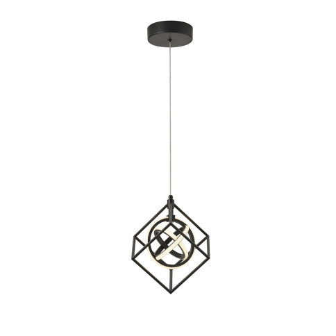 LED Matte Black Orbit Open Air Frame with Arylic Diffuser Pendant