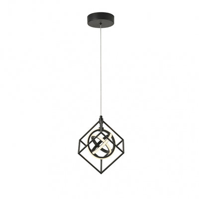 LED Matte Black Orbit Open Air Frame with Arylic Diffuser Pendant
