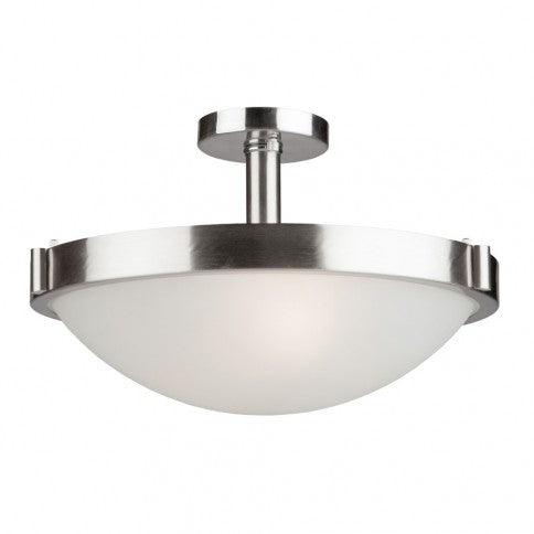 Brushed Nickel with White Opal Glass Shade Semi Flush Mount - LV LIGHTING