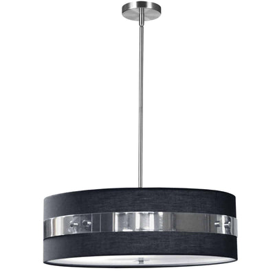Steel Ring with Fabric Drum Shade Chandelier - LV LIGHTING