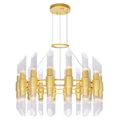 Satin Gold with Glass Tube Shade Chandelier - LV LIGHTING