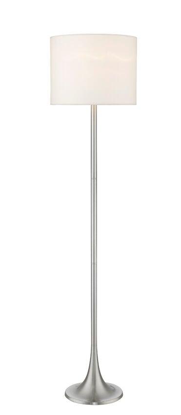 Brushed Nickel with White Linen Fabric Shade Floor Lamp - LV LIGHTING