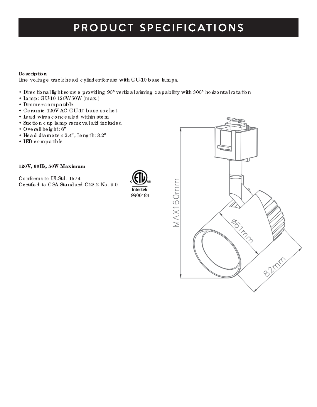 GU10 Base Track Light - LV LIGHTING