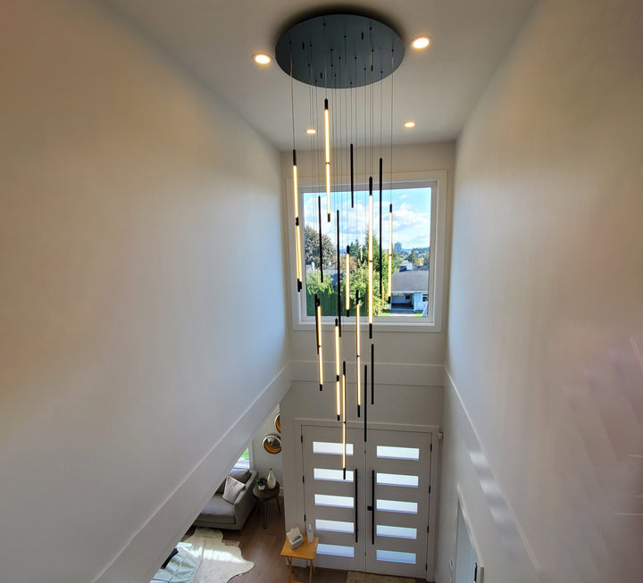 Black Frame with Cylindrical Acrylic Diffuser 3CCT Chandelier by iKo - view 2