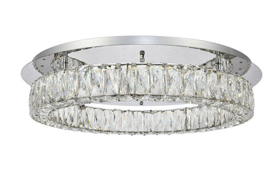 LED Steel with Clear Crystal Ring Flush Mount - LV LIGHTING
