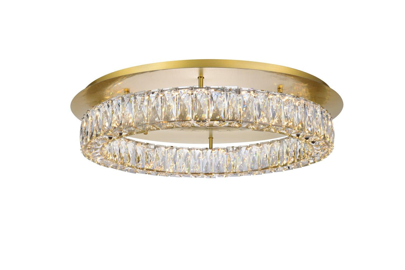 LED Steel with Clear Crystal Ring Flush Mount - LV LIGHTING
