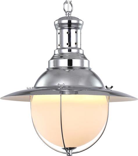 Chrome with White Glass Shade Pendant - LV LIGHTING