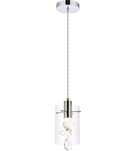 Chrome with Crystal and Glass Shade Single Pendant - LV LIGHTING