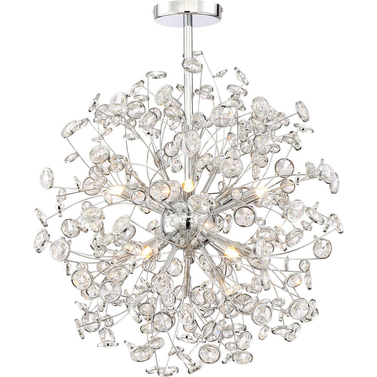 Chrome Frame with Clear Crystal Chandelier - LV LIGHTING